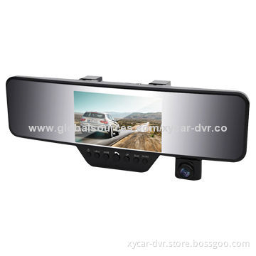 4.3" HD 1080P rearview mirror car DVR with GPS/G-sensor/TV output and ultra-wide screen design
